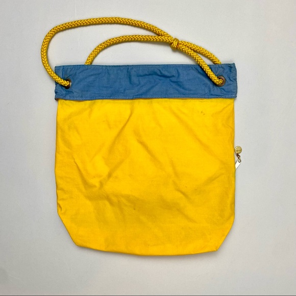 Pier Giorgio Italian Retro Bag. Denim Blue, Yellow, and Aqua. Zipper Pocket. - Picture 2 of 10